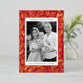 赤と金ゴールドの破線 箔シーズンカード (立ち正面)