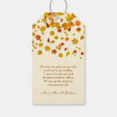 赤と金ゴールドの秋のメープル葉結婚ズの感謝 ギフトタグ (裏面)