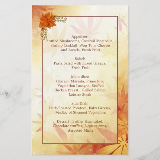 赤と金ゴールドの秋葉のメニュー (裏面)