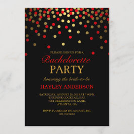 赤と金ゴールドの紙吹雪バチェロレッテ招待状 招待状