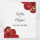 赤と金ゴールドの結婚フローラのワインラベル ワインラベル (シングルラベル)