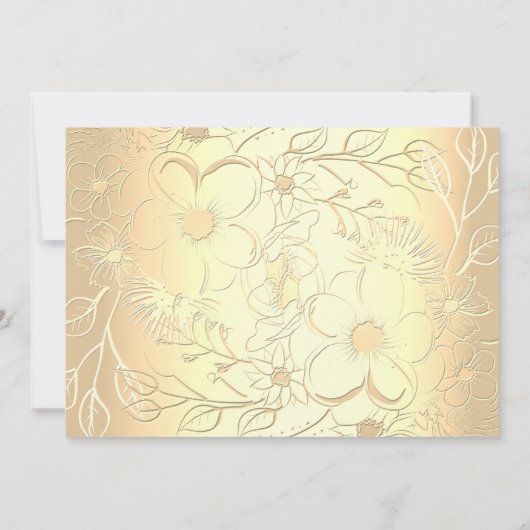 赤と金ゴールドの結婚フローラの写真招待状 招待状 (裏面)