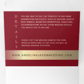 赤と金ゴールドの結婚写真の3倍招待状 三つ折り招待状 (内部最初)