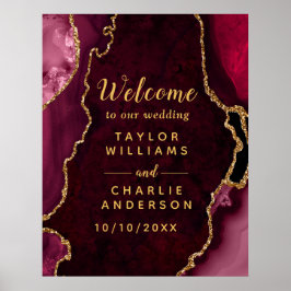 赤と金ゴールドの結婚歓迎 ポスター