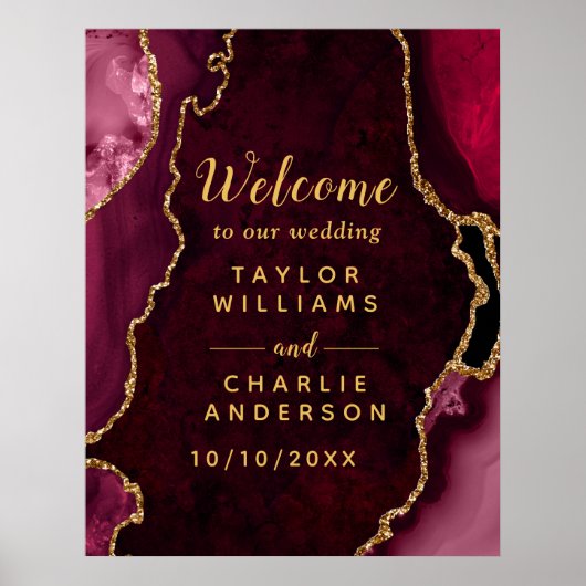 赤と金ゴールドの結婚歓迎 ポスター (正面)