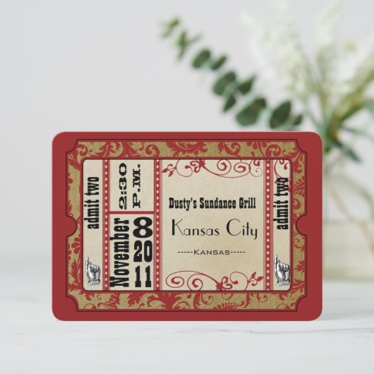 赤と金ゴールドの結婚Showbillの応答カード 出欠カード (スタンド正面)