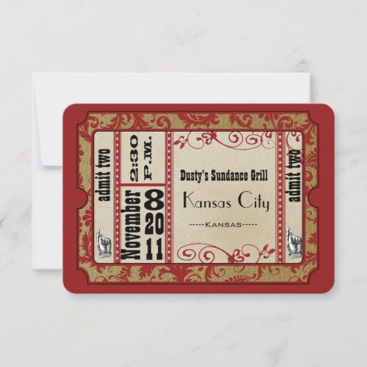 赤と金ゴールドの結婚Showbillの応答カード 出欠カード (正面)