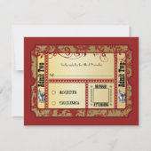 赤と金ゴールドの結婚Showbillの応答カード 出欠カード (裏面)