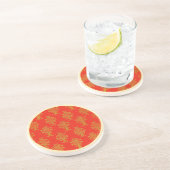 赤と金ゴールドの花柄 コースター (側面)