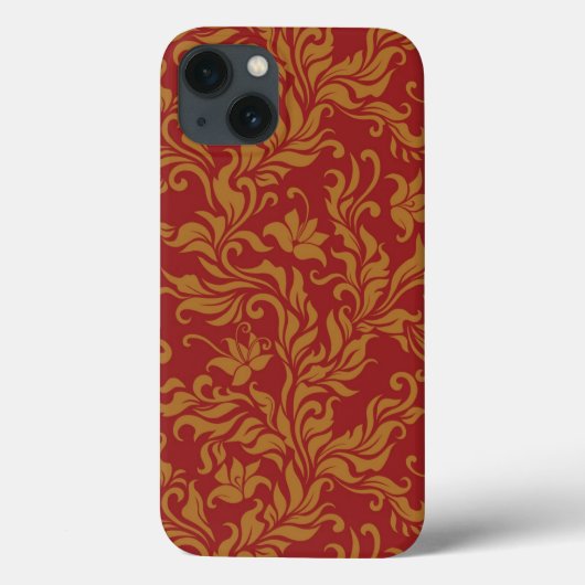 赤と金ゴールドの花柄 Case-Mate iPhoneケース (裏面)