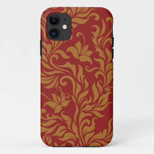赤と金ゴールドの花柄 Case-Mate iPhoneケース (裏面)