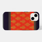 赤と金ゴールドの花柄 iPhoneケース (裏面横)