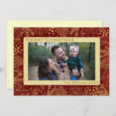 赤と金ゴールドの葉クリスマスカード シーズンカード (正面/裏面)