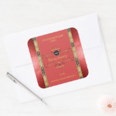 赤と金ゴールドの製品ラベルのグリッター縁どロゴ スクエアシール (封筒)