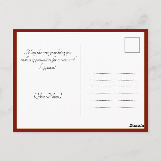 赤と金ゴールドの調和中国の：新年 ポストカード (裏面)