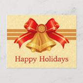 赤と金ゴールドの鐘のクリスマスポストカード シーズンポストカード (正面)