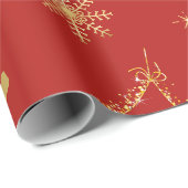 赤と金ゴールドの陽気なクリスマスパターン ラッピングペーパー (ロールコーナー)