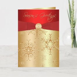 赤と金ゴールドの雪の季節の挨拶カード シーズンカード