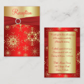 赤と金ゴールドの雪片エンクロージャカード エンクロージャーカード (正面/裏面)