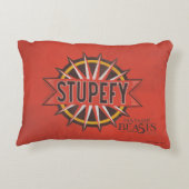 赤と金ゴールドのStupefyスペルグラフィック アクセントクッション (裏面)
