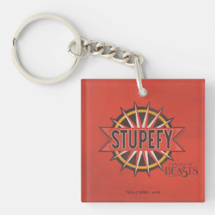 赤と金ゴールドのStupefyスペルグラフィック キーホルダー