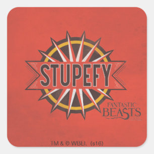 赤と金ゴールドのStupefyスペルグラフィック スクエアシール