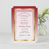 赤と金ゴールドをテーマにした結婚式の招待 招待状 (スタンド正面)