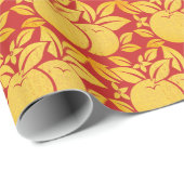 赤と金ゴールドを様式化したオレンジと花 ラッピングペーパー (ロールコーナー)