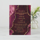 赤と金ゴールドアガテマーブル婚約パーティ 招待状 (スタンド正面)