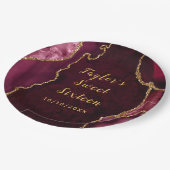 赤と金ゴールドアガテマーブルSweet sixteen ペーパープレート (アングル)