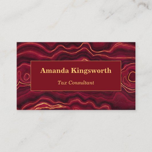 赤と金ゴールドアゲートプロフェッショナル パーソナライズされた 名刺 (正面)