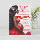 赤と金ゴールドアフリカのママとベビーエレガントシャワー 招待状 (スタンド正面)