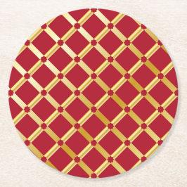 赤と金ゴールドアラビアインスパイア紙コースター ラウンドペーパーコースター