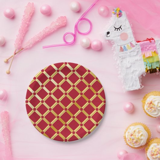 赤と金ゴールドアラビアインスパイア語 – 紙プレート ペーパープレート (パーティー)