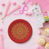 赤と金ゴールドアラビアインスパイア語 – 紙プレート ペーパープレート (パーティー)