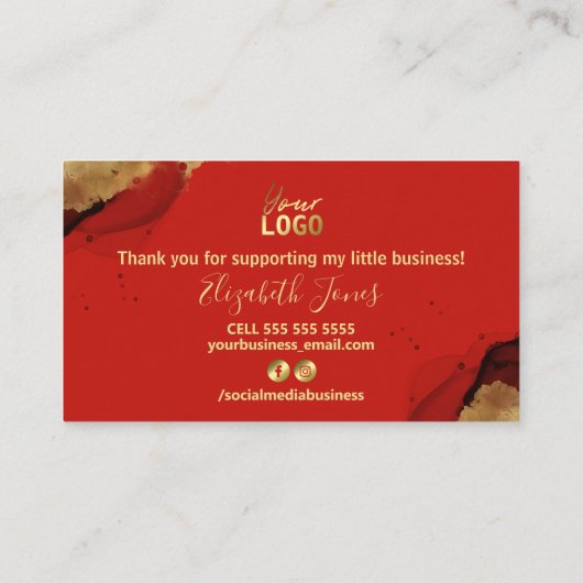 赤と金ゴールドインクご購入ありがとうございます 名刺 (裏面)