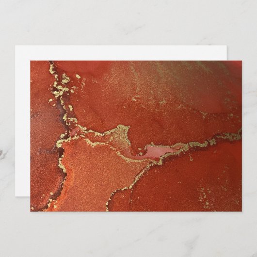 赤と金ゴールドインク抽象芸術アートカー空白のド サンキューカード (正面/裏面)