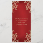 赤と金ゴールドインディアンスタイルのメニューカード メニュー (裏面)