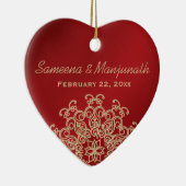 赤と金ゴールドインディアンスタイルウェディングパーティーの好意 セラミックオーナメント (右)