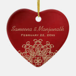 赤と金ゴールドインディアンスタイルウェディングパーティーの好意 セラミックオーナメント