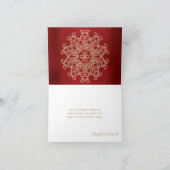 赤と金ゴールドインディアンスタイル結婚の感謝 サンキューカード (内部)