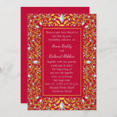 赤と金ゴールドインディアンヒンドゥー結婚式招待状 招待状 (正面/裏面)