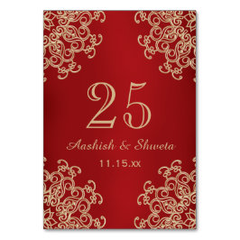 赤と金ゴールドインディアン結婚スタイル数 テーブルナンバー