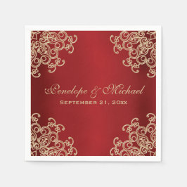 赤と金ゴールドインディアン結婚スタイル スタンダードカクテルナプキン