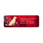 赤と金ゴールドウィンターリトリバー差出人住所 ラベル (正面)