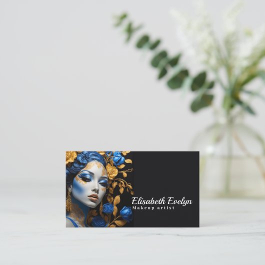 赤と金ゴールドエレガンス：美しいh6のポートレート 名刺 (スタンド正面)