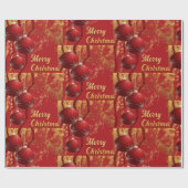 赤と金ゴールドエレガントがクリスマスを祝う ラッピングペーパー (フラット)