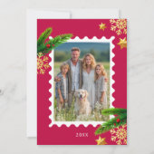 赤と金ゴールドエレガントのオーナメントメリークリスマス 招待状 (裏面)