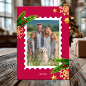 赤と金ゴールドエレガントのオーナメントメリークリスマス 招待状