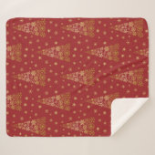 赤と金ゴールドエレガントのクリスマスツリー シェルパブランケット (正面(横))